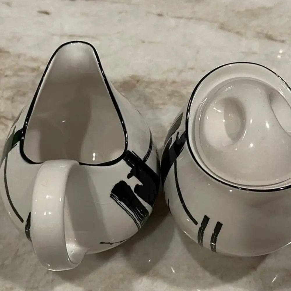 Sango Calligraphy Larry Lasso 80’s cream and sugar set EUC